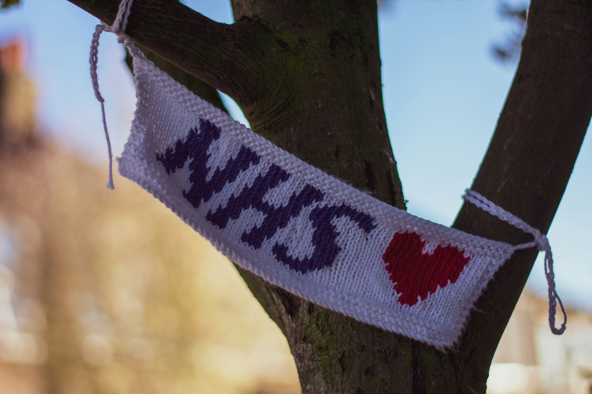 NHS banner on tree